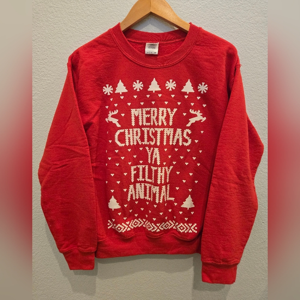 Red Sweater from Home Alone "Merry Christmas Ya Filthy Animal", Size Small